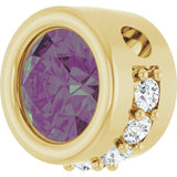 14K Gold Round Lab-Grown Alexandrite Accented Bezel-Set Necklace or Pendant - Yellow Gold - view 2