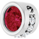 14K Gold Round Lab-Grown Ruby Accented Bezel-Set Necklace or Pendant - White Gold - view 2