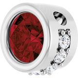 14K Gold Round Natural Mozambique Garnet Accented Bezel-Set Necklace or Pendant - White Gold - view 2