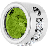 Platinum Round Natural Peridot Accented Bezel-Set Necklace or Pendant - view 2