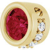 14K Gold Round Lab-Grown Ruby Accented Bezel-Set Necklace or Pendant - Yellow Gold - view 2