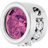 14K Gold Round Natural Pink Tourmaline Accented Bezel-Set Necklace or Pendant - White Gold - view 2
