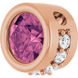 14K Gold Round Natural Pink Tourmaline Accented Bezel-Set Necklace or Pendant - Rose Gold - view 2