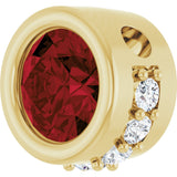 14K Gold Round Natural Mozambique Garnet Accented Bezel-Set Necklace or Pendant - Yellow Gold - view 2