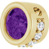 14K Gold Round Natural Amethyst Accented Bezel-Set Necklace or Pendant - Yellow Gold - view 2
