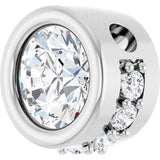 14K Gold Round Natural White Sapphire Accented Bezel-Set Necklace or Pendant - White Gold - view 2