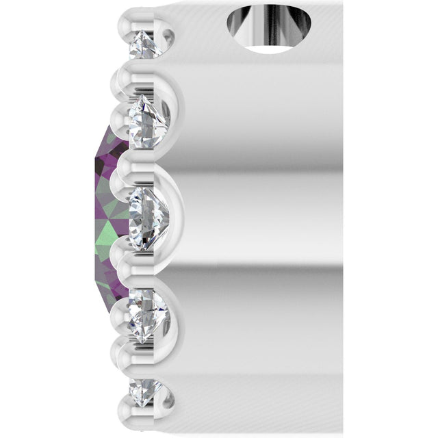 Platinum Round Natural Alexandrite Halo-Style Pendant - view 3