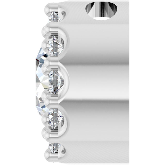 14K Gold Round Natural White Sapphire Halo-Style Pendant - White Gold - view 3