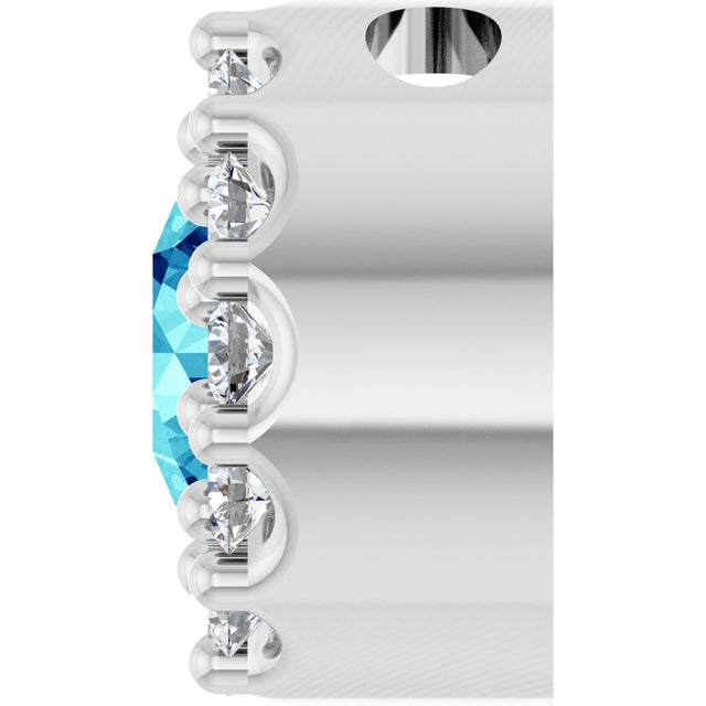 Platinum Round Natural Blue Zircon Halo-Style Pendant - view 3