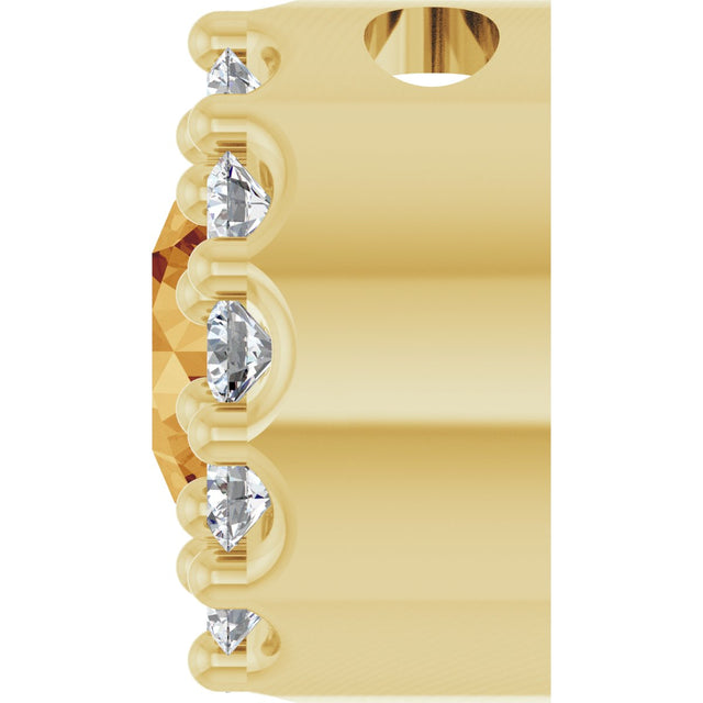 14K Gold Round Natural Citrine Halo-Style Pendant - Yellow Gold - view 3