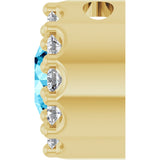 14K Gold Round Natural Aquamarine Halo-Style Pendant - Yellow Gold - view 3