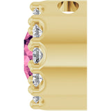 14K Gold Round Natural Pink Tourmaline Halo-Style Pendant - Yellow Gold - view 3