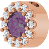 14K Gold Round Natural Alexandrite Halo-Style Pendant - Rose Gold - view 2