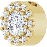 14K Gold Round Natural White Sapphire Halo-Style Pendant - Yellow Gold - view 2