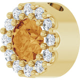 14K Gold Round Natural Citrine Halo-Style Pendant - Yellow Gold - view 2