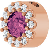14K Gold Round Natural Pink Tourmaline Halo-Style Pendant - Rose Gold - view 2