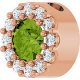 14K Gold Round Natural Peridot Halo-Style Pendant - Rose Gold - view 2