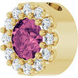 14K Gold Round Natural Pink Tourmaline Halo-Style Pendant - Yellow Gold - view 2