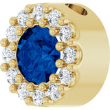 14K Gold Round Natural Blue Sapphire Halo-Style Pendant – up to 0.08 CTW - Yellow Gold - view 2