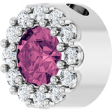 Platinum Round Natural Pink Tourmaline Halo-Style Pendant - view 2
