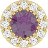 14K Gold Round Lab-Grown Alexandrite Halo-Style Pendant - Yellow Gold