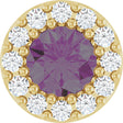 14K Gold Round Natural Alexandrite Halo-Style Pendant - Yellow Gold