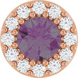 14K Gold Round Lab-Grown Alexandrite Halo-Style Pendant - Rose Gold