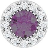 Platinum Round Lab-Grown Alexandrite Halo-Style Pendant