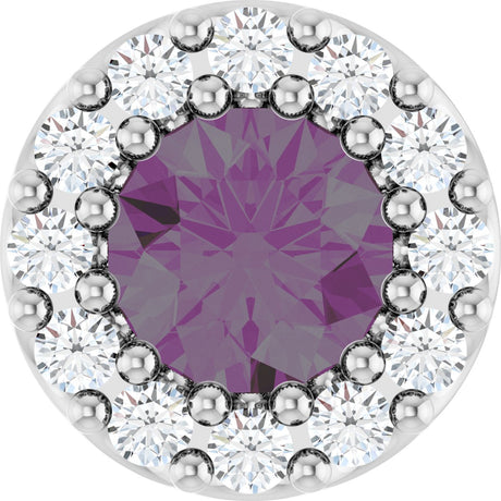 Platinum Round Lab-Grown Alexandrite Halo-Style Pendant