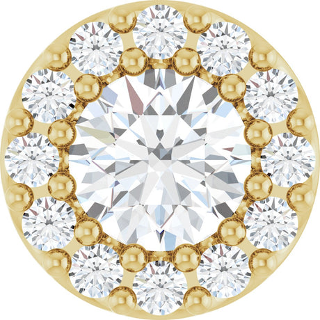 14K Gold Round Natural White Sapphire Halo-Style Pendant - Yellow Gold