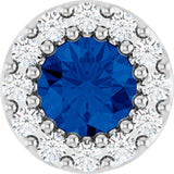 14K Gold Round Lab-Grown Blue Sapphire Halo-Style Pendant – up to 1/10 CTW - White Gold