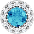 Platinum Round Natural Blue Zircon Halo-Style Pendant