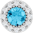 Platinum Round Natural Aquamarine Halo-Style Pendant
