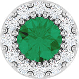 14K Gold Round Natural Emerald Halo-Style Pendant – up to 0.08 CTW - White Gold