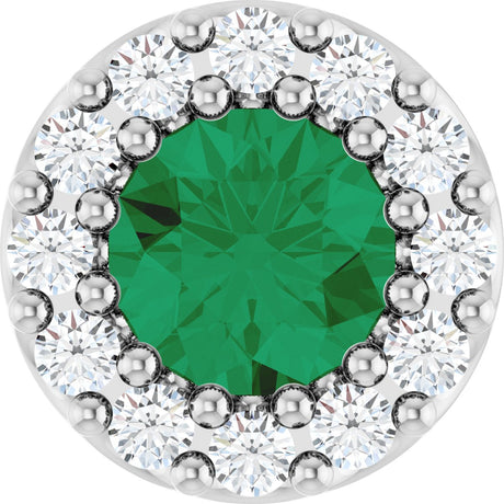Platinum Round Lab-Grown Emerald Halo-Style Pendant – up to 1/10 CTW