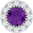 Platinum Round Natural Amethyst Halo-Style Pendant