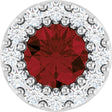 Platinum Round Natural Mozambique Garnet Halo-Style Pendant