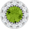 Platinum Round Natural Peridot Halo-Style Pendant