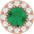 14K Gold Round Natural Emerald Halo-Style Pendant – up to 0.08 CTW - Rose Gold