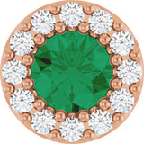 14K Gold Round Natural Emerald Halo-Style Pendant – up to 0.08 CTW - Rose Gold