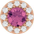 14K Gold Round Natural Pink Tourmaline Halo-Style Pendant - Rose Gold