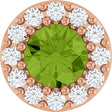 14K Gold Round Natural Peridot Halo-Style Pendant - Rose Gold