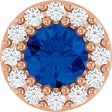 14K Gold Round Lab-Grown Blue Sapphire Halo-Style Pendant – up to 1/10 CTW - Rose Gold