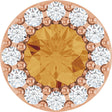 14K Gold Round Natural Citrine Halo-Style Pendant - Rose Gold