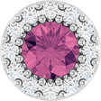 Platinum Round Natural Pink Tourmaline Halo-Style Pendant