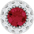 Platinum Round Lab-Grown Ruby Halo-Style Pendant – up to 0.08 CTW