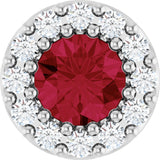 Platinum Round Natural Ruby Halo-Style Pendant – up to 0.08 CTW