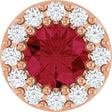 14K Gold Round Lab-Grown Ruby Halo-Style Pendant – up to 0.08 CTW - Rose Gold