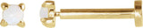 14K Gold Natural White Opal Round Rose-Cut 4-Prong Claw Stud Earrings - Yellow Gold