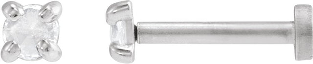 14K Gold Natural Diamond Round Rose-Cut 4-Prong Claw Stud Earrings - White Gold